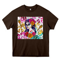 Chocolate Brown sugar skull girl Heavy Core Tee - RanaPortraitStore
