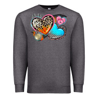 Charcoal Heather western leopard  racing  hearts Premium Sweatshirt - AdoDesignShop