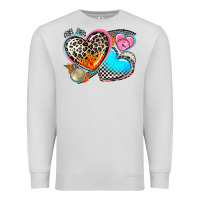 Dove Grey western leopard  racing  hearts Premium Sweatshirt - AdoDesignShop