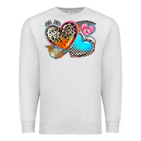 Oatmeal Heather western leopard  racing  hearts Premium Sweatshirt - AdoDesignShop