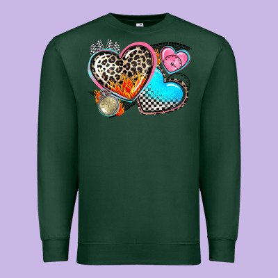 Western Leopard  Racing  Hearts Premium Sweatshirt Designed By Adodesignshop