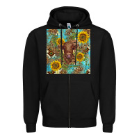 Black western highland cow Zipper Hoodie - BarkalooDesign