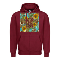 Burgundy western highland cow Zipper Hoodie - BarkalooDesign