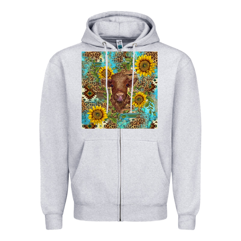 Western Highland Cow Zipper Hoodie by BarkalooDesign | Teevron