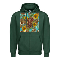 Sports Green western highland cow Zipper Hoodie - BarkalooDesign