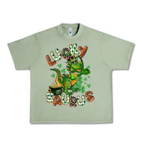 Oil Green Lucky Saurus Urban Heavy Tee - CowGirlArtShop