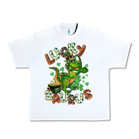 White Lucky Saurus Urban Heavy Tee - CowGirlArtShop