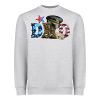 Heather Grey dad military boots and hat Heavyweight Sweatshirt - Artiststas