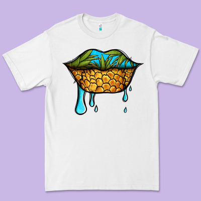 Summer Vibes Pineapple Lips Premium Tee Designed By Jasminsmagicworld