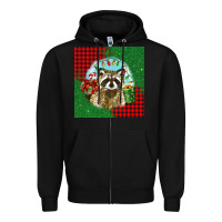 Black christmas raccoon Zipper Hoodie - BarkalooDesign