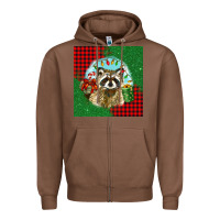 Chestnut christmas raccoon Zipper Hoodie - BarkalooDesign