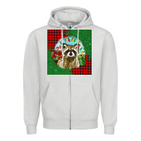 Dove Grey christmas raccoon Zipper Hoodie - BarkalooDesign