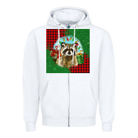 White christmas raccoon Zipper Hoodie - BarkalooDesign
