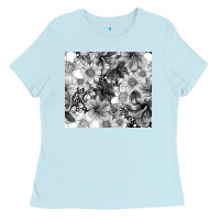 Baby Blue black and white floral Ladies Tee - TumblerDesignByShophia