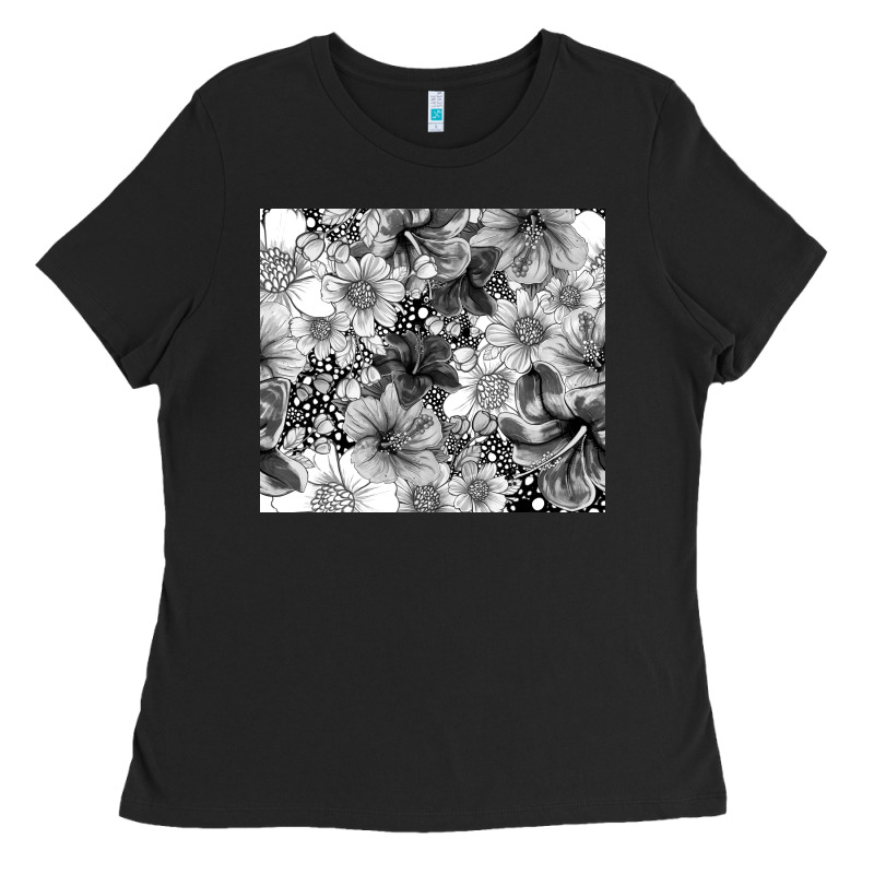 Black And White Floral Ladies Tee by TumblerDesignByShophia | Teevron