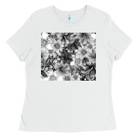 White black and white floral Ladies Tee - TumblerDesignByShophia