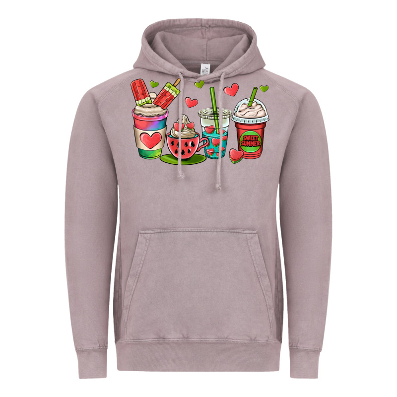 Watermelon Summer Coffee Cups Vintage Hoodie by OliviaCreatesArt | Teevron