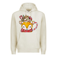 Oatmeal Heather coffee cups animal Premium Hoodie - CowhideDigitalArt