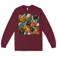 Burgundy baby hampshire pig sunflowers seamless pattern Long Sleeve Tee - FaDigitalArtStudio