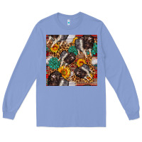 Colony Blue baby hampshire pig sunflowers seamless pattern Long Sleeve Tee - FaDigitalArtStudio