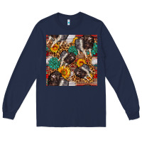 Navy baby hampshire pig sunflowers seamless pattern Long Sleeve Tee - FaDigitalArtStudio