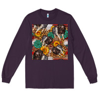 Plum baby hampshire pig sunflowers seamless pattern Long Sleeve Tee - FaDigitalArtStudio
