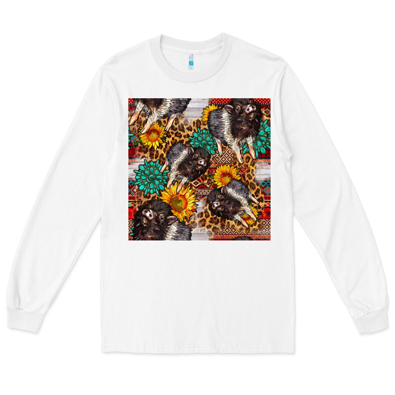 Baby Hampshire Pig Sunflowers Seamless Pattern Long Sleeve Tee by FaDigitalArtStudio | Teevron