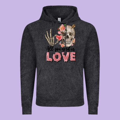 Skull All You Need Is Love Vintage Hoodie Designed By Fadigitalartstudio