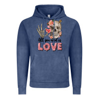 Vintage Denim Skull all you need is love Vintage Hoodie - FaDigitalArtStudio