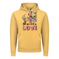 Vintage Mustard Skull all you need is love Vintage Hoodie - FaDigitalArtStudio