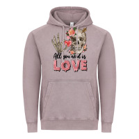 Vintage Zinc Skull all you need is love Vintage Hoodie - FaDigitalArtStudio