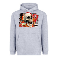 Heather Grey firefighter skull Heavyweight Hoodie - AdoDesignShop