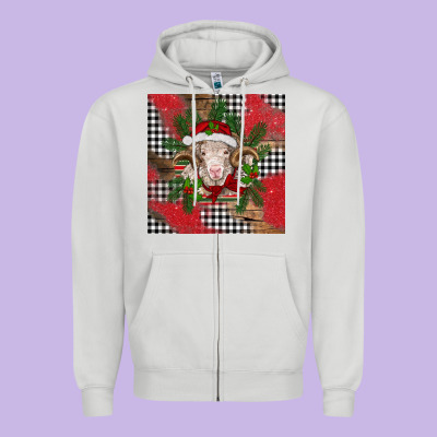 Christmas Merino Zipper Hoodie Designed By Barkaloodesign