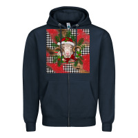 Navy Christmas merino Zipper Hoodie - BarkalooDesign