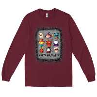 Burgundy halloween funny set ghost mummy witch vampire and pumpkin t shirt Long Sleeve Tee - maiPhamDesign