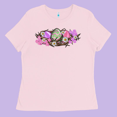 Easter Eggs And Crown Of Thorns Easter Day Ladies Tee Designed By Howdyjamesfarm