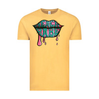 Vintage Mustard beach babe leopard lips Vintage Tee - Jasminsmagicworld