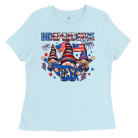 Baby Blue Independence Day with gnomies Ladies Tee - HowdyJamesFarm