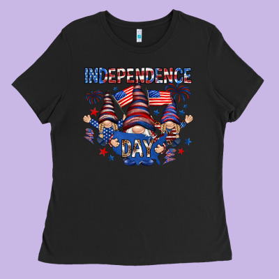 Independence Day With Gnomies Ladies Tee Designed By Howdyjamesfarm