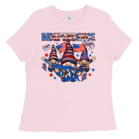 Bubblegum Pink Independence Day with gnomies Ladies Tee - HowdyJamesFarm