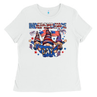 White Independence Day with gnomies Ladies Tee - HowdyJamesFarm