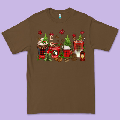 Christmas Coffee Cups Premium Tee Designed By Texasbilliewilder