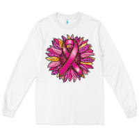 White breast cancer sunflower Long Sleeve Tee - RanaPortraitStore