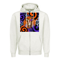 Oatmeal Heather halloween bull skull Zipper Hoodie - BarkalooDesign
