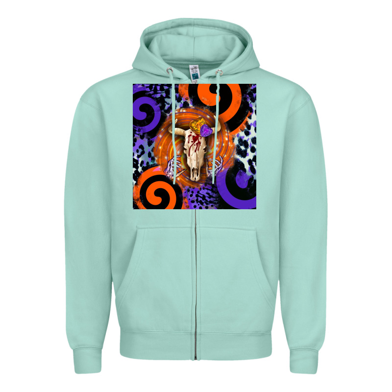 Halloween Bull Skull Zipper Hoodie by BarkalooDesign | Teevron