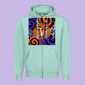 Halloween Bull Skull Zipper Hoodie Designed By Barkaloodesign