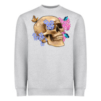 Heather Grey skull flora butterfly Heavyweight Sweatshirt - Artiststas