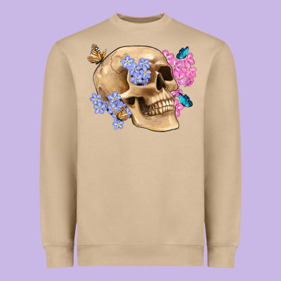 Skull Flora Butterfly Heavyweight Sweatshirt Designed By Artiststas