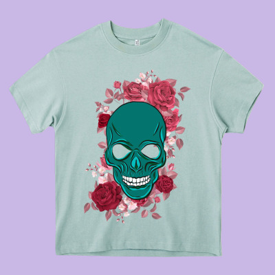 Skull With Flowers Heavy Core Tee Designed By Bettercallsaul