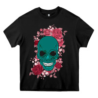 Black Skull with flowers Heavy Core Tee - Bettercallsaul